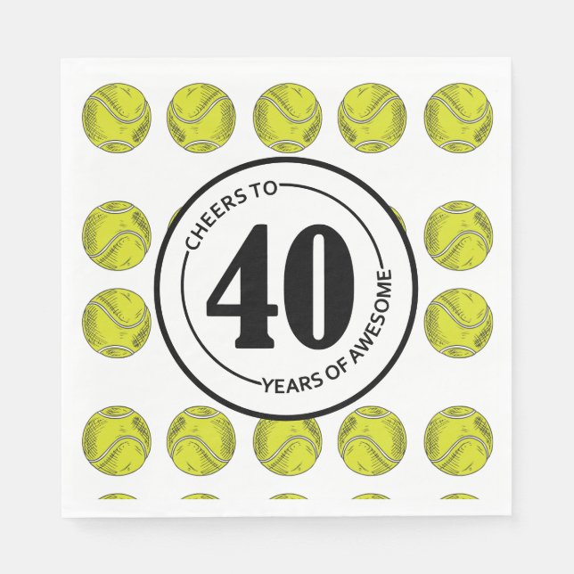 Tennis 40th birthday for tennis party  napkin (Front)