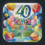 Tennis 40th Birthday  tennis ball and number Paper Plate<br><div class="desc">Tennis 40th Birthday tennis ball and number Paper Plates</div>