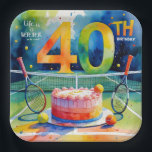 Tennis 40th Birthday  tennis ball and number Paper Plate<br><div class="desc">Tennis 40th Birthday tennis ball and number Paper Plates</div>