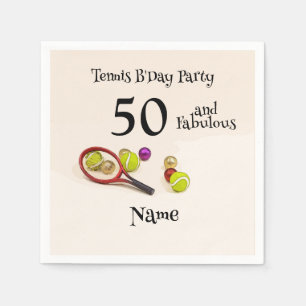 Tennis 50th and Fabulous Birthday Party Napkin