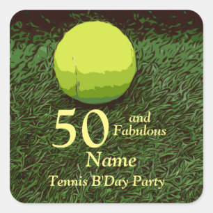 Tennis 50th and Fabulous Birthday Party Square Sticker