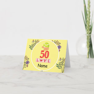 Tennis 50th  Birthday  on tennis ball for player  Card