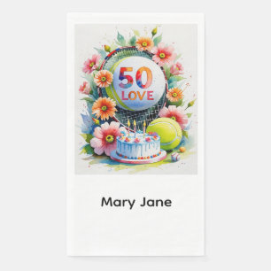 Tennis 50th Birthday tennis ball and number Napk Napkin