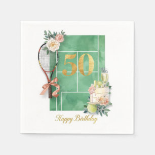 Tennis 50th Birthday tennis ball racket Napkin