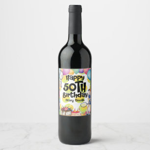 Tennis 50th Birthday to Woman player Wine Label