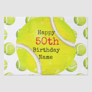 Tennis 50th Birthday with tennis ball and number Tissue Paper