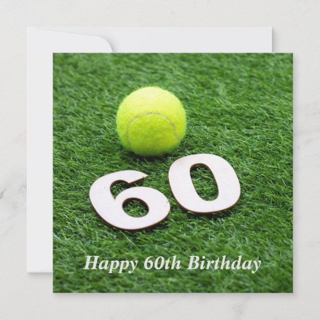 Tennis 60th birthday anniversary with tennis ball card (Front)