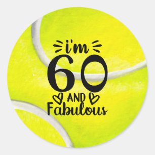 Tennis 60th birthday anniversary with tennis ball  classic round sticker