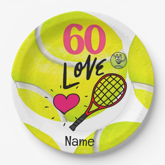 Tennis 60th Birthday for Tennis Player   Paper Plate (Front)