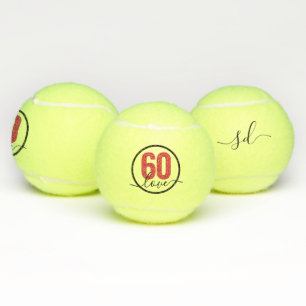 Tennis 60th Birthday Monogram Personalised Tennis Balls