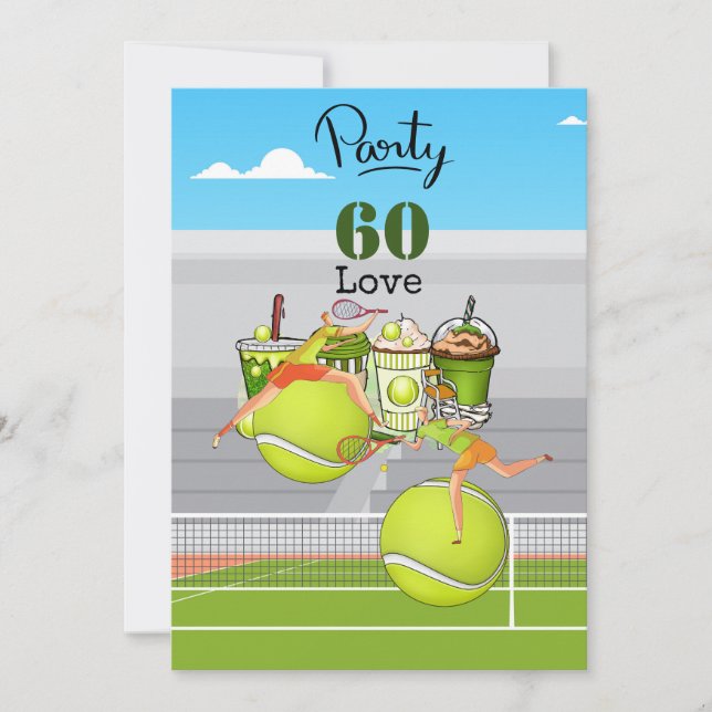Tennis 60th Birthday  tennis ball number love   Invitation (Front)