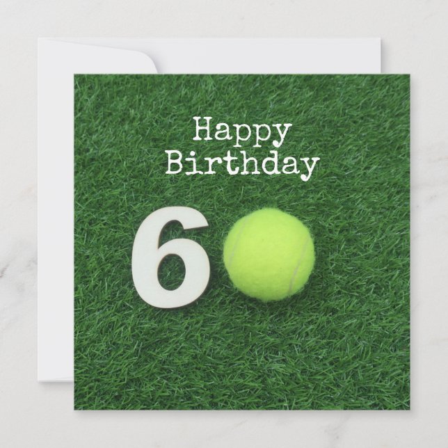Tennis 60th Birthday with tennis ball and number Card (Front)
