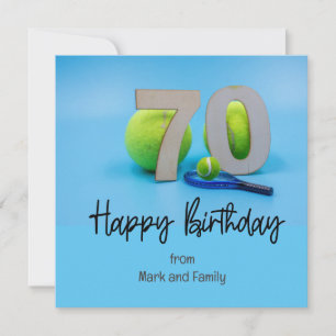 Tennis 70th Birthday Card with ball for player