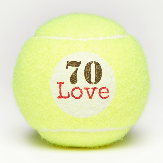 Tennis 70th Birthday  tennis ball and number love (Front)