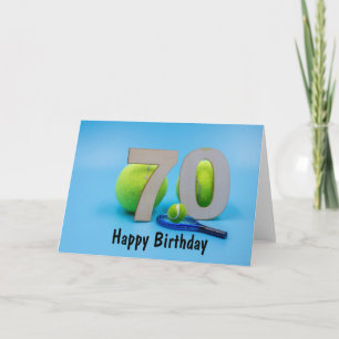Tennis 70th Birthday with ball on blue Card