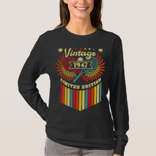 Tennis 75th Birthday Men Women Vintage 1947 Tennis T-Shirt
