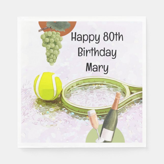 Tennis 80th Birthday for Tennis Fan  Napkin (Front)