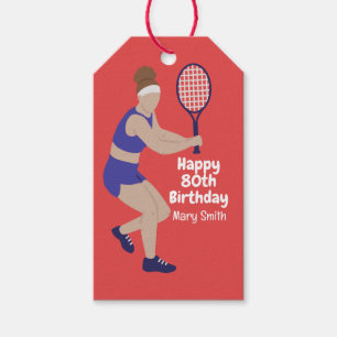 Tennis 80th Birthday for Woman Player Gift Tags