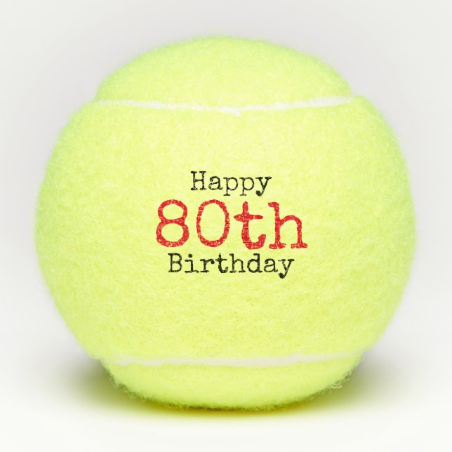 Tennis 80th Birthday with tennis ball and number (Front)
