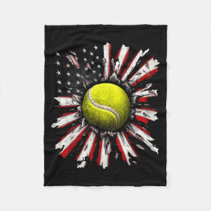 Tennis Aamerican Flag Patriotic Usa Tennis Lover Fleece Blanket