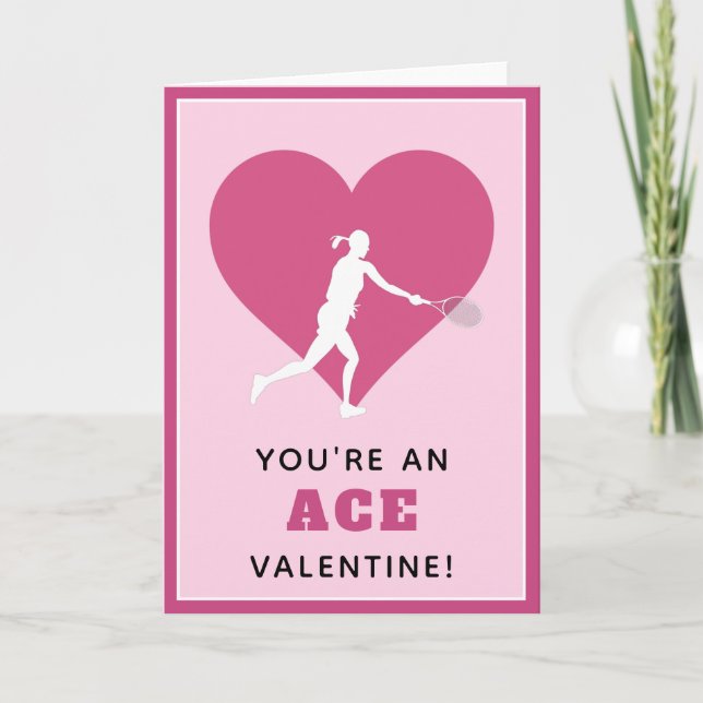 Tennis Ace Valentine Funny Saying for Her Sports C Card (Front)