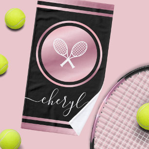 Tennis Aesthetic Pink Hand Towel with Custom Name