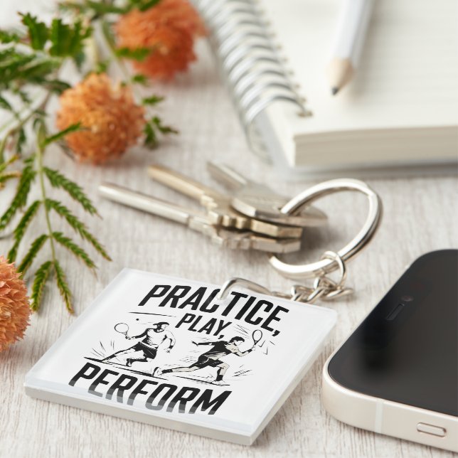 Tennis and motivation - practice play perform key ring (Front Right)