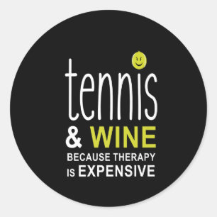 Tennis And Wine Premium Classic Round Sticker