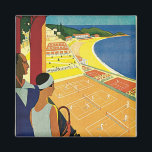 Tennis at Monte Carlo Magnet<br><div class="desc">Vintage travel postr promoting Monte Carlo with a stylish Art Deco tennis court illustration by Roger Broders.</div>