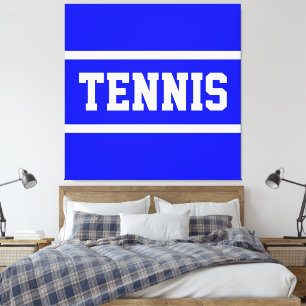 TENNIS Athletic Bright Blue White Stripes Canvas Print