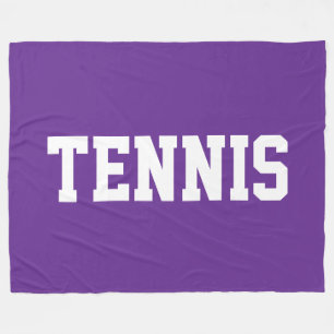 TENNIS Athletic Sporty White Text On Royal Purple Fleece Blanket