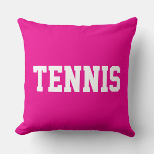 TENNIS Athletic White Text On Colorful Deep Purple Cushion
