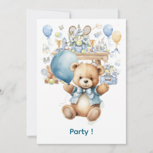 Tennis Baby Shower for Baby Boy Blue themed Invitation