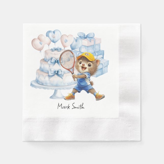 Tennis Baby Shower for Baby Boy Blue themed Napkin (Front)