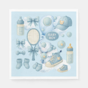 Tennis Baby Shower for Baby Boy Blue themed Napkin