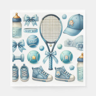 Tennis Baby Shower for Baby Boy Blue themed Napkin