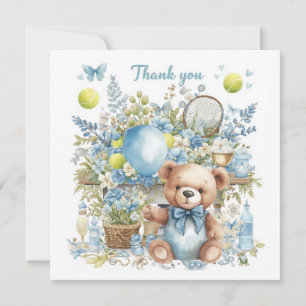 Tennis Baby Shower for Baby Boy Blue themed Thank You Card