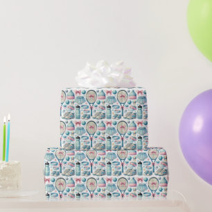 Tennis Baby Shower for Baby  Boy Blue themed Wrapping Paper