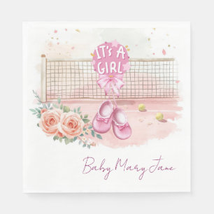 Tennis Baby Shower for Baby Girl Pink themed Napkin