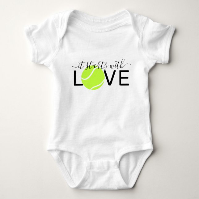 Tennis Baby Starts With Love Tennis Player Bodysuit (Front)