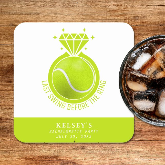 Tennis Bachelorette Last Swing Before the Ring Square Paper Coaster (Tennis Bachelorette Last Swing Before the Ring Square Paper Coaster
)