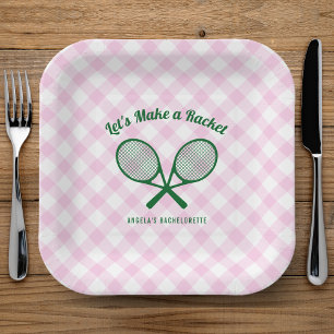 Tennis Bachelorette Party Make a Racket Striped Paper Plate