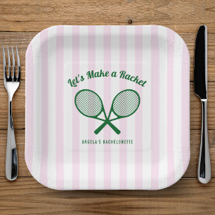 Tennis Bachelorette Party Make a Racket Striped Paper Plate