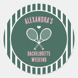 Tennis Bachelorette party preppy green Classic Round Sticker