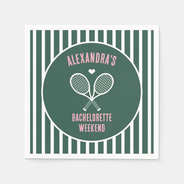 Tennis Bachelorette party preppy green Napkin (Front)