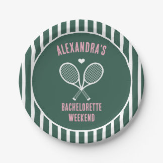 Tennis Bachelorette party preppy green Paper Plate