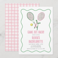 Tennis Bachelorette party preppy plaid pink green