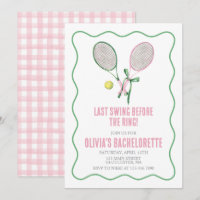 Tennis Bachelorette party preppy plaid pink green