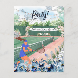 Tennis Bachelorette themed bride at the court Postcard