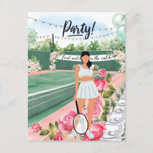 Tennis Bachelorette themed bride at the court  Postcard